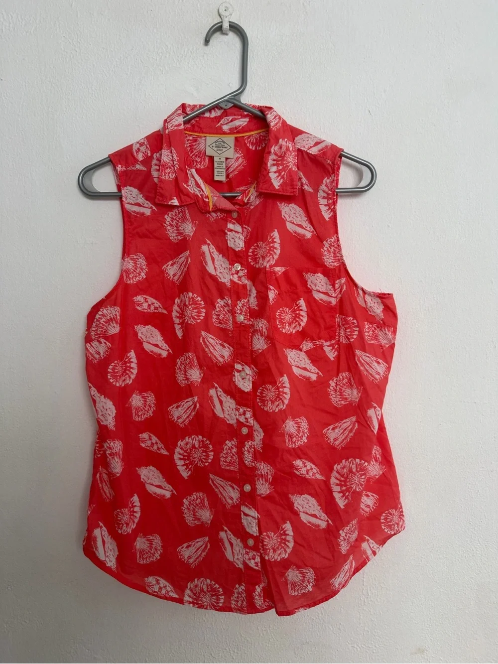 Sleeveless Red Floral Shells Button-Front Top - St. Johns Bay